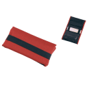 Angelo Feinschnittbeutel Textil rot mit Holz 16x9cm mit Gummiband